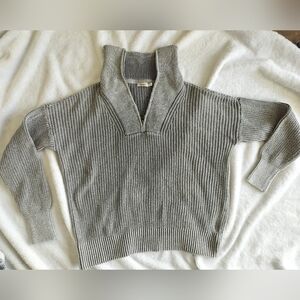 Faherty Sweater Sunwash Mariner Organic Cotton Quarter Zip Medium Grey Size S